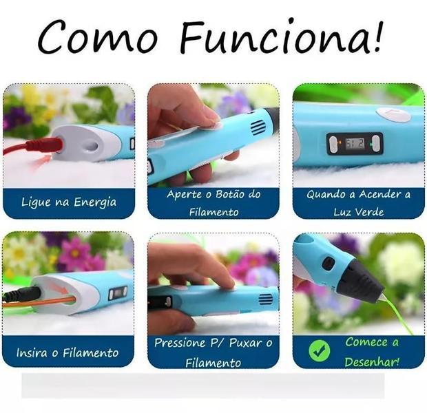 Imagem de Caneta 3D Infantil + Filamento - Aprendizado e Diversão