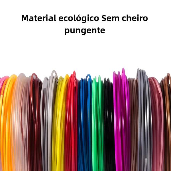 Imagem de Caneta 3D Multicolorida com Filamento PLA de 5m - Alta Precisão e Cabo de Recarga