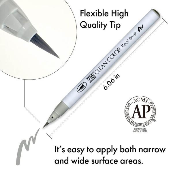 Imagem de Caneta Aquarelável Cool Gray Zig Real Brush Kuretake 6 Unidades