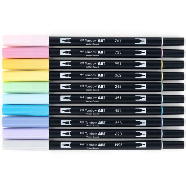 Imagem de Caneta Art Markers Tombow 56187 com pincel duplo em tons pastel, pacote com 10