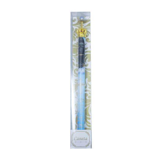 Imagem de Caneta Azul Claro Metal Rollerball Religiosa Nossa Senhora Aparecida