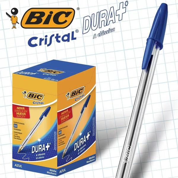 Imagem de Caneta Bic Crista 1.0 Média Azul - Caixa Com 50 Unidades