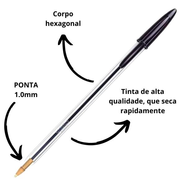 Imagem de Caneta bic cristal com 04 unidades 2azul/1preto/1vermelho