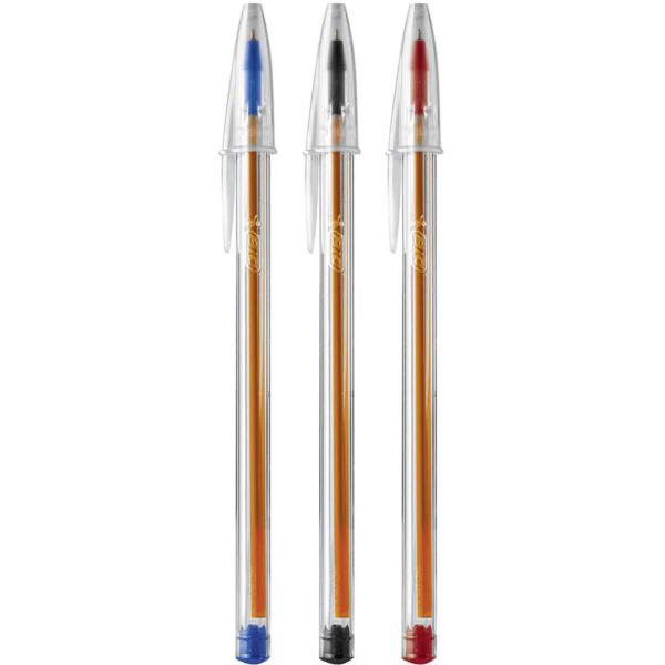 Imagem de Caneta Bic Esferográfica Cristal Precisão Escrita Fina 0.8mm cores azul, preta e vermelha