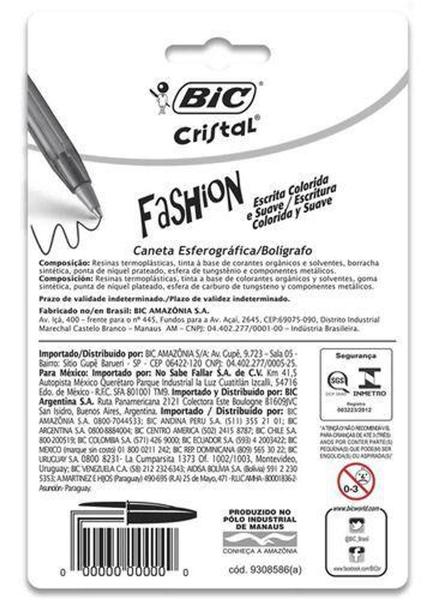 Imagem de Caneta Bic Esferográfica Fashion Cristal 10 Cores Ponta Média 1.2mm