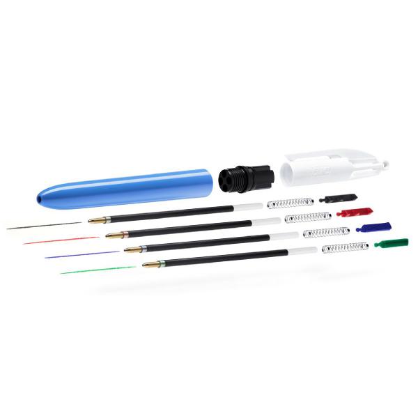 Imagem de Caneta Bic Esferográfica Original Retrátil 4 Cores Clássicas Corpo Azul Ponta Média de 1.0mm