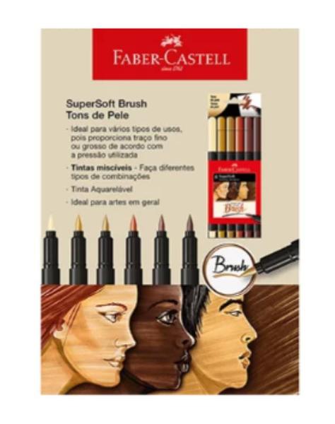 Imagem de Caneta Brush 6 Cores Tons De Pele Supersoft Faber Castell