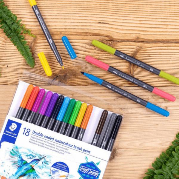 Imagem de Caneta Brush Aquarelável Staedtler Ponta Dupla 18 Cores