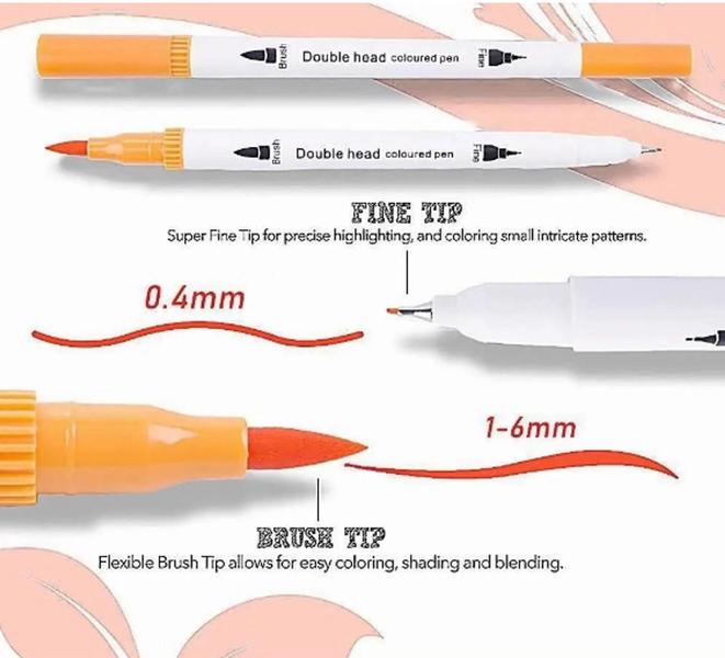 Imagem de Caneta Brush Pen Duas Pontas Dual Tip Kit 12 Cores Fineliner