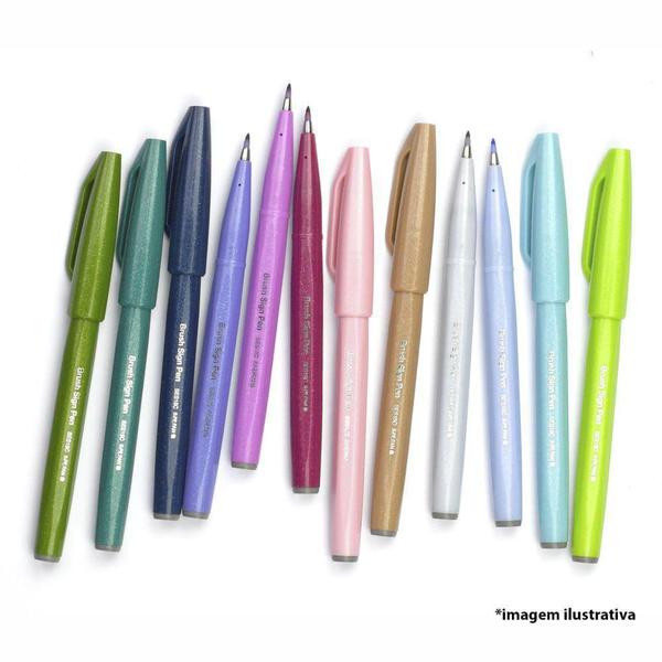 Caneta Brush Sign Pen Pentel Verde Turquesa SES15C-D3X - Caneta