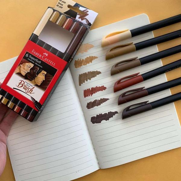 Imagem de Caneta Brush Super Soft Tons de Pele 6 Cores Faber Castell 