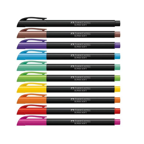 Imagem de Caneta Brush SuperSoft Faber Castell 10 cores