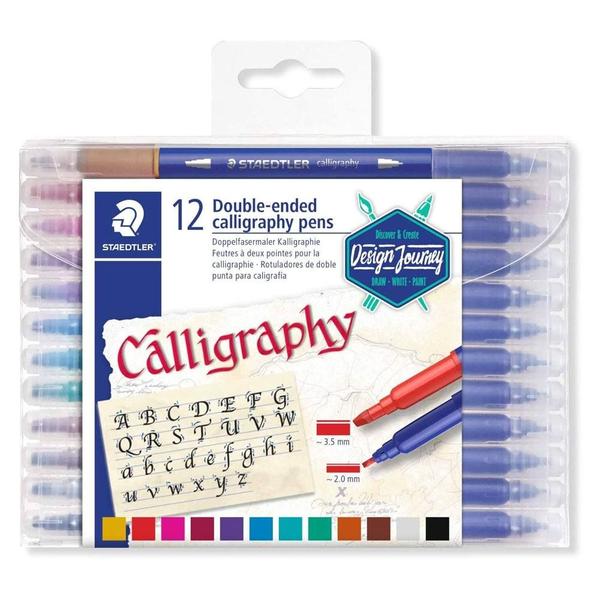 Imagem de Caneta Caligrafia Hidrocor Calligraphy Duo - Ponta Dupla - 12 Cores - Staedtler