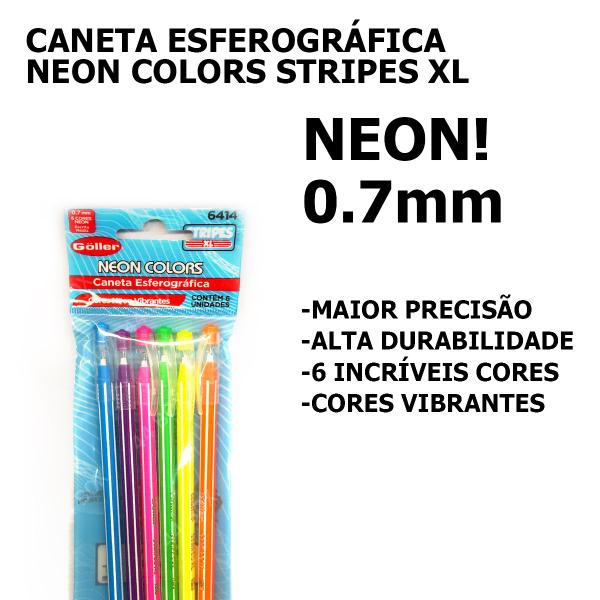 Imagem de Caneta Colorida NEON Canetinha Escolar Ponta Fina 0.7mm