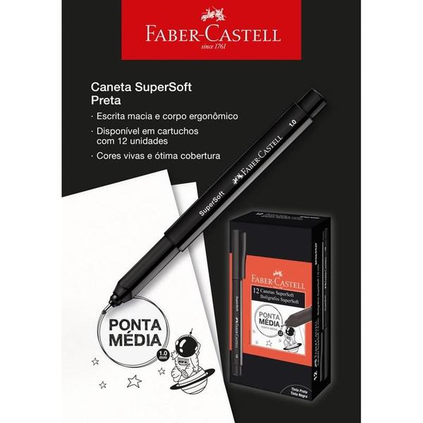 Imagem de Caneta com ponta porosa supersoft pen 1.0mm preta faber-castell