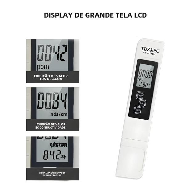 Caneta de Detecção de Qualidade da Água com Display LCD - Medidor de Condutividade e Temperatura Imagem de Caneta de Detecção de Qualidade da Água com Display LCD - Medidor de Condutividade e Temperatura