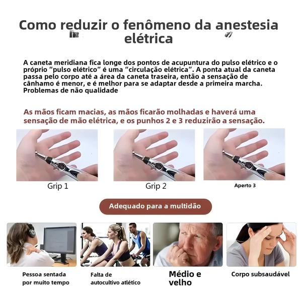 Imagem de Caneta de Massagem de Acupuntura Eletrônica 5 em 1 - Laser Meridiano e Pulso de Energia