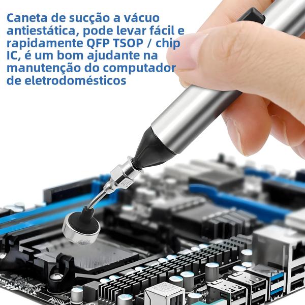 Imagem de Caneta De Sucção IC SMD Bomba De Dessoldagem Pinça SMD Ferramenta De Coleta Com 3 Cabeçalhos De