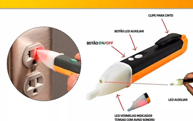 Imagem de Caneta Detector de Tensão Voltímetro até 1000V - WESTERN-TE-62