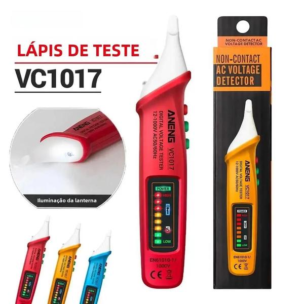 Imagem de Caneta Detectora De Tensão CA Sem Contato Indicador LED ANENG VC1017 Voltímetro Sensor Tester Alarme