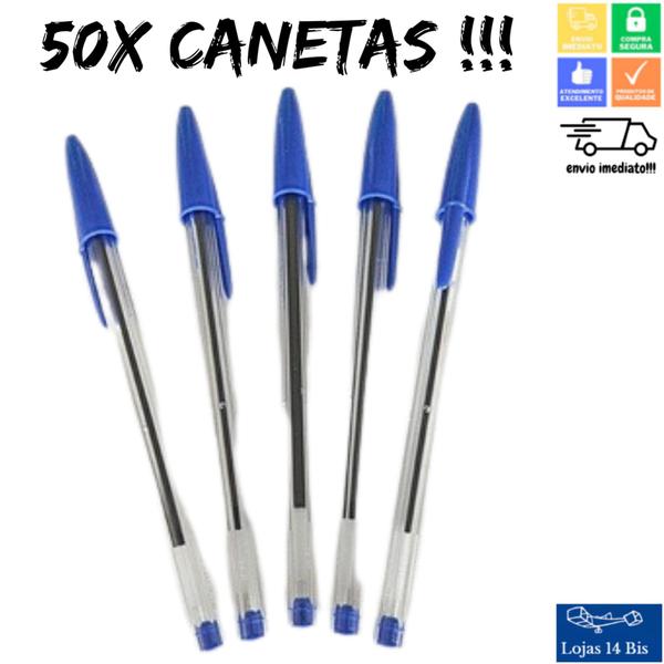 Imagem de Caneta Esferográfica Bic Cristal Dura + Azul Ponta Media 1.0mm Bic Caixa com 50 unidades