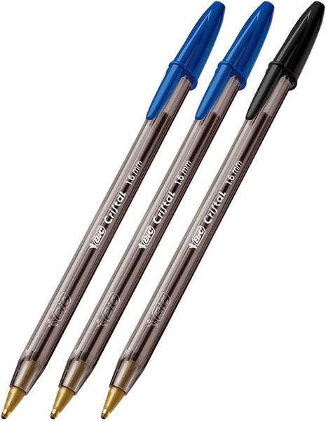 Imagem de Caneta Esferografica BIC Cristal Intenso Azul e Preta Ponta Grossa de 1.6mm 3 Unidades