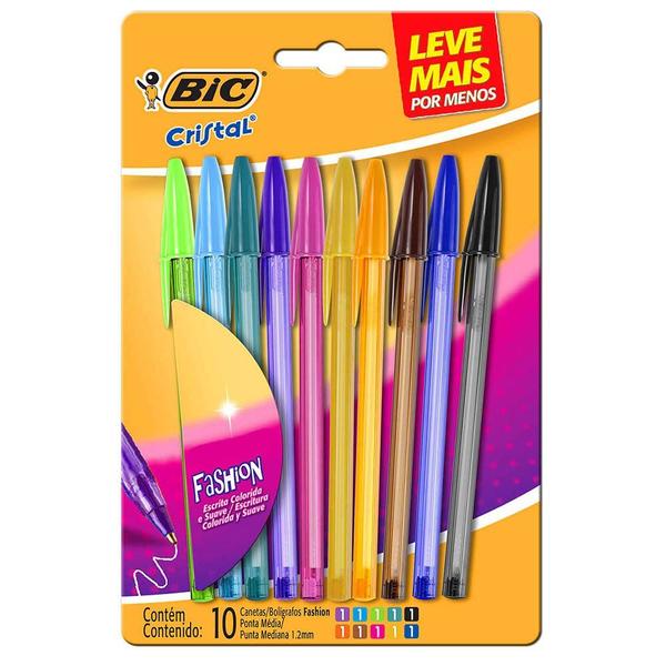 Imagem de Caneta Esferográfica Bic Fashion Cristal Colorida 10 Cores