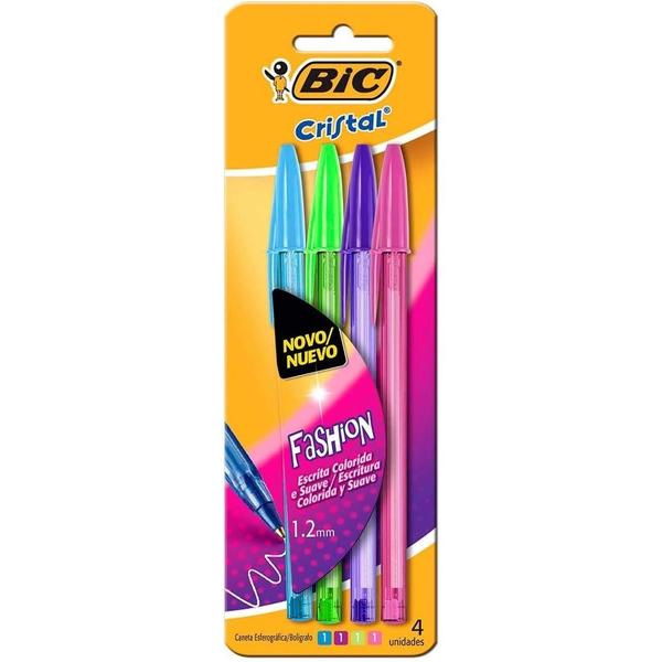 Imagem de Caneta Esferográfica Bic Fashion Cristal Colorida 4 Cores