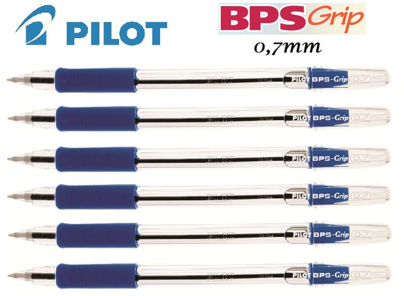 Imagem de Caneta Esferográfica BPS Grip 0,7mm Pilot Kit com 6 Azul