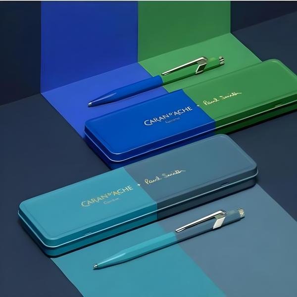 Imagem de Caneta Esferográfica Caran D'ache  849 Paul Smith Azul Cobalto e Verde Esmeralda