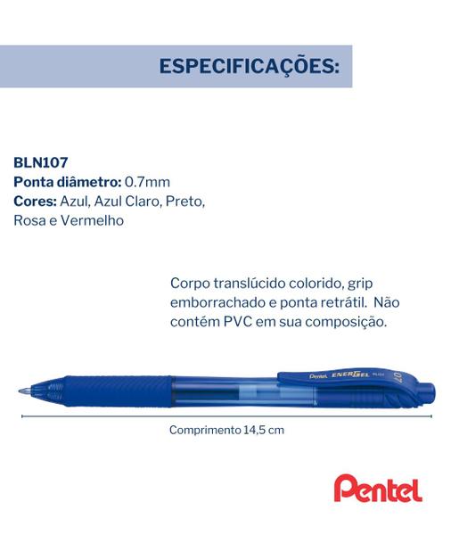 Imagem de Caneta Esferográfica Energel - X  BL107 0.7 Grip Emborrachado Clic Retrátil Pentel Várias Cores