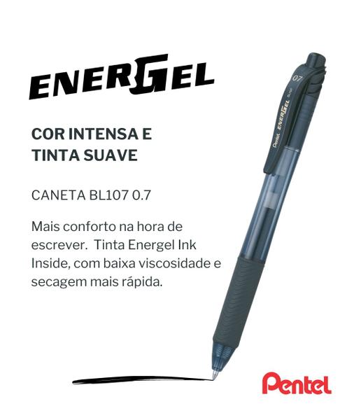 Imagem de Caneta Esferográfica Energel - X  BL107 0.7 Grip Emborrachado Clic Retrátil Pentel Várias Cores