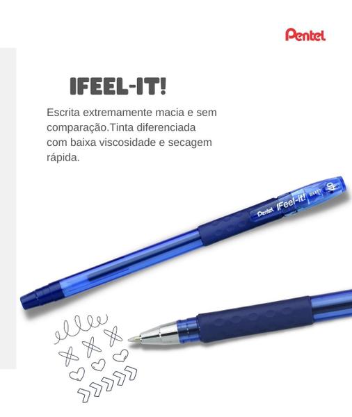 Imagem de Caneta Esferográfica Ifeel-It Com Tampa e Grip Emborrachado Pentel 0.7mm Cores Variadas