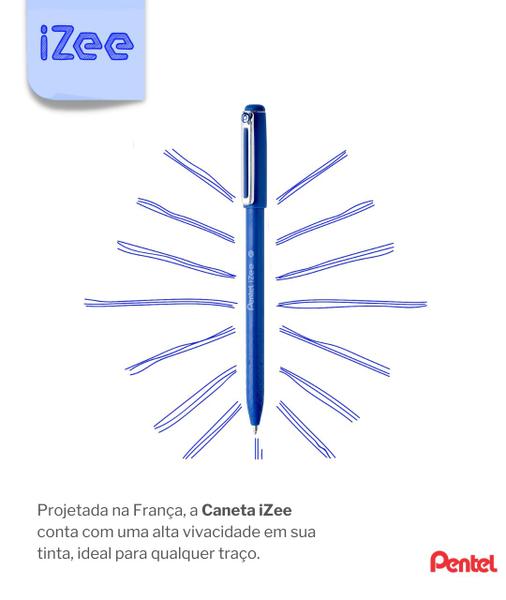 Imagem de Caneta Esferográfica Izee 0.7mm Traço Fino Médio Material Escritório Cores Azul Vermelho e Preto