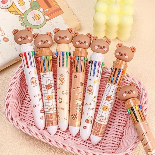 Imagem de Caneta Esferográfica Kawaii Ursinho Teddy - Multicolorida para Desenho e Estudo