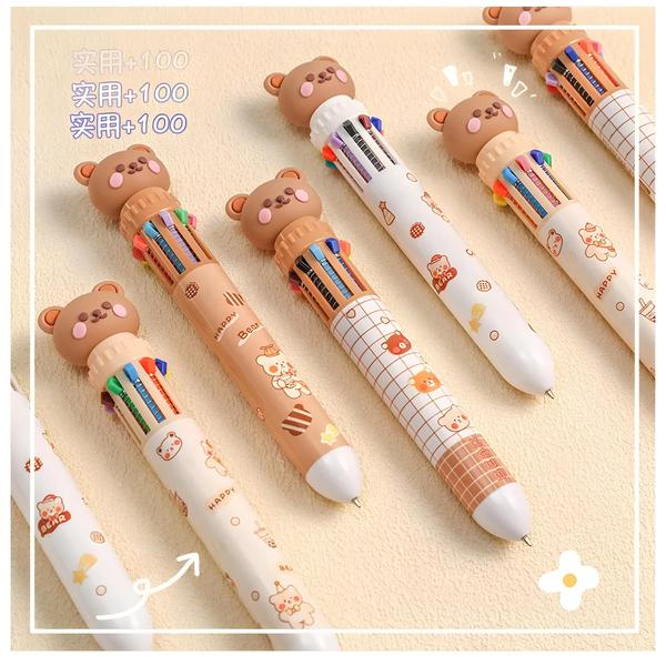 Imagem de Caneta Esferográfica Kawaii Ursinho Teddy - Multicolorida para Desenho e Estudo