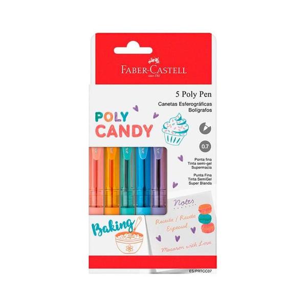 Imagem de Caneta esferográfica Poly Candy Colors 5 unid Faber-Castell