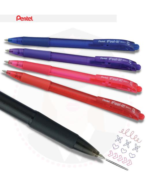 Imagem de Caneta Esferográfica Ponta Fina 0.7mm Pentel Linha Ifeel-It Cores Variadas Escrita Suave