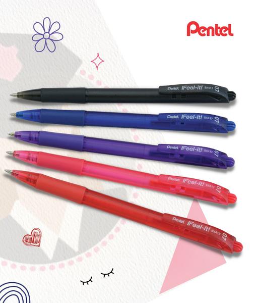 Imagem de Caneta Esferográfica Ponta Fina 0.7mm Pentel Linha Ifeel-It Cores Variadas Escrita Suave