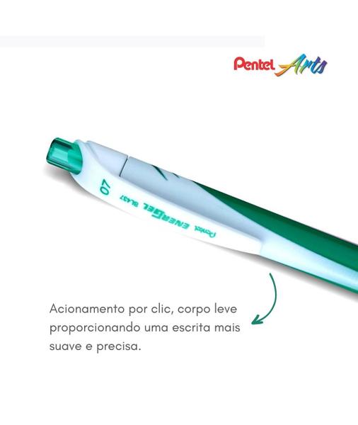 Imagem de Caneta Esferográfica Retrátil Energel Wave Pentel Ponta Média 0.7mm Cores Variadas