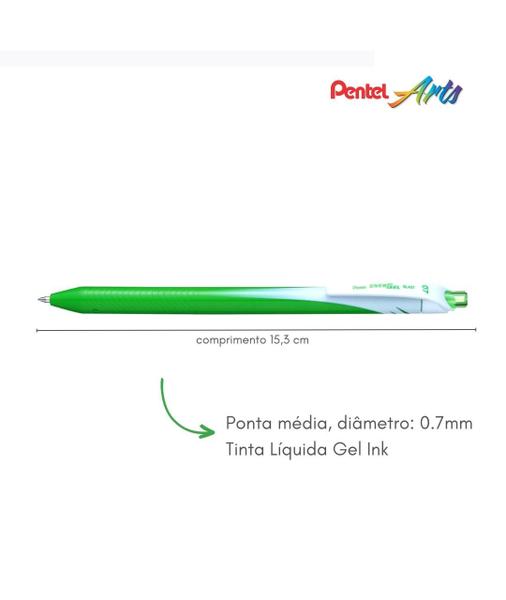 Imagem de Caneta Esferográfica Retrátil Energel Wave Pentel Ponta Média 0.7mm Cores Variadas