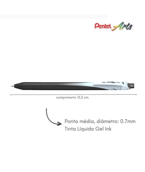 Imagem de Caneta Esferográfica Retrátil Energel Wave Ponta Média 0.7mm Pentel Cores Variadas