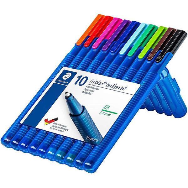Caneta Esferográfica Staedtler Triplus Ball XB com 10 Cores 437 XBSB10 Imagem de Caneta Esferográfica Staedtler Triplus Ball XB com 10 Cores 437 XBSB10