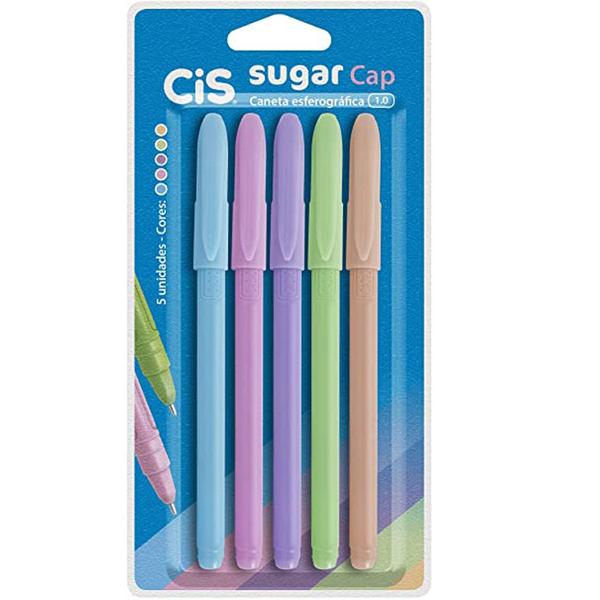 Imagem de Caneta Esferográfica Sugar Cap 1.0mm 5 cores