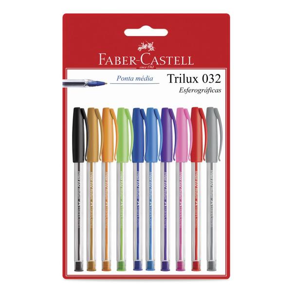 Imagem de Caneta Esferográfica Trilux 032 Colors 1.0mm Colorida c/10 Unidades Faber Castell