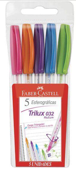 Imagem de Caneta Esferografica Trilux Media Estojo Com 5 Cores Faber Castell