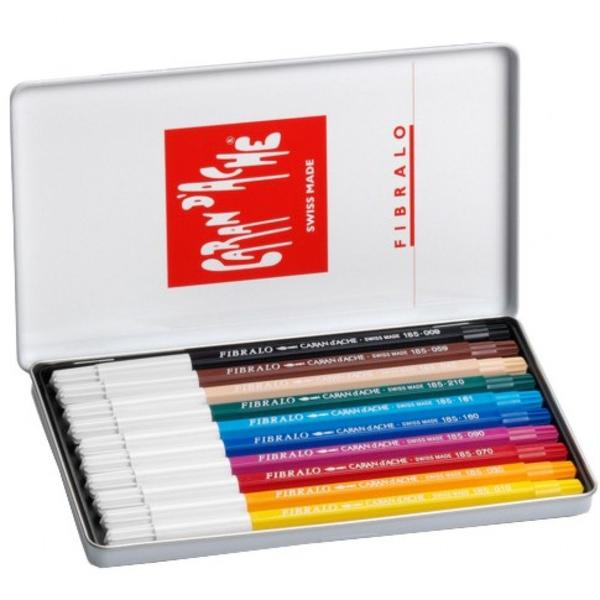 Imagem de Caneta Fibralo Brush Caran D'Ache Aquarelável 10 Cores