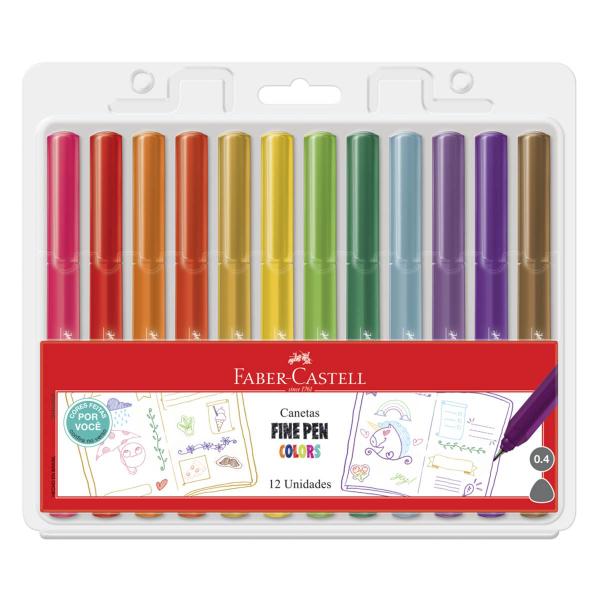 Imagem de Caneta Fine Pen FABER-CASTELL 0.4 mm Estojo com 12 Cores