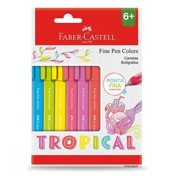 Imagem de Caneta Fine Pen Faber Castell 6 Cores Tropicais Ponta Fina