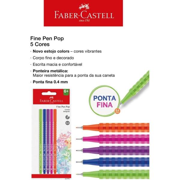 Imagem de Caneta Fine pen Pop Faber-Castel 5 unidades